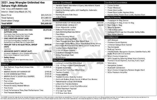 2021 Jeep Wrangler 4xe Unlimited Sahara High Altitude