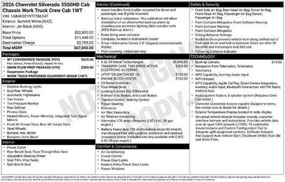 2026 Chevrolet Silverado 3500 HD Chassis Cab Work Truck
