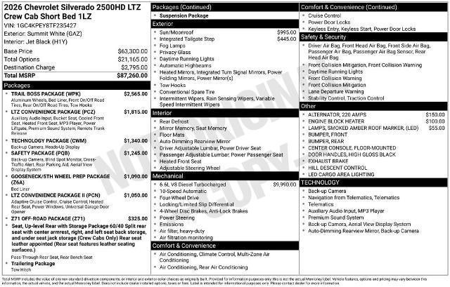 2026 Chevrolet Silverado 2500 HD LTZ