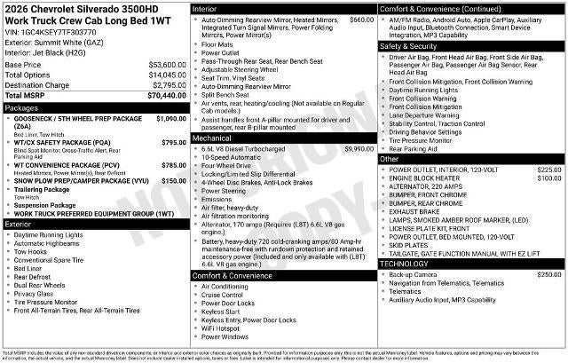 2026 Chevrolet Silverado 3500 HD WT DRW