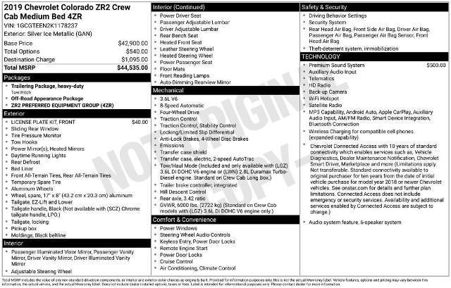 2019 Chevrolet Colorado 4WD ZR2