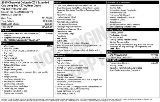 2015 Chevrolet Colorado 4WD Z71