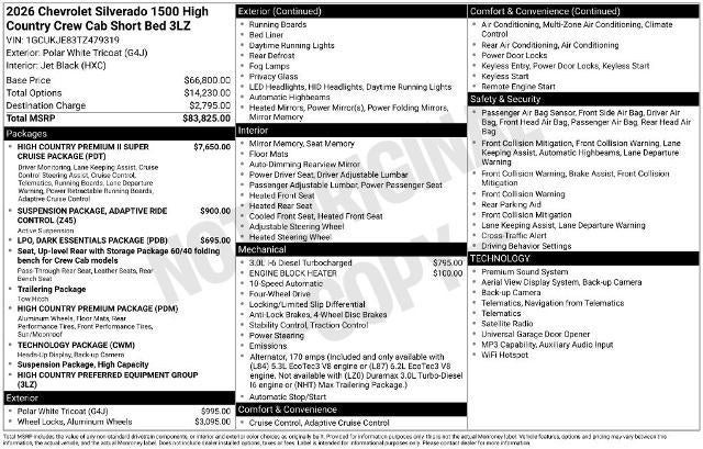 2026 Chevrolet Silverado 1500 High Country
