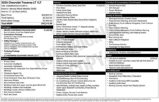2026 Chevrolet Traverse LT