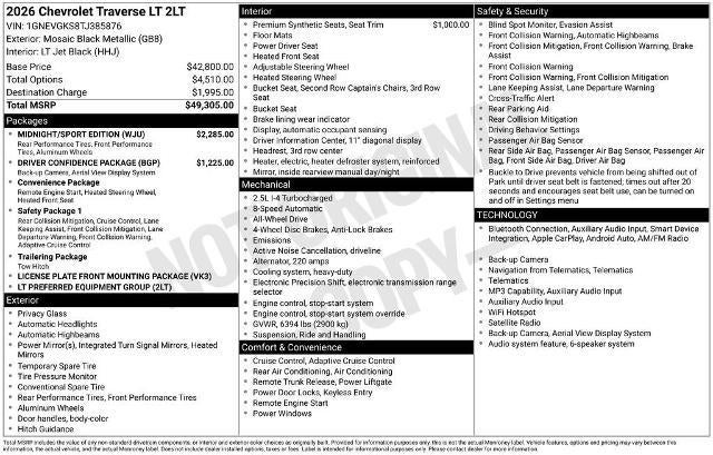 2026 Chevrolet Traverse LT