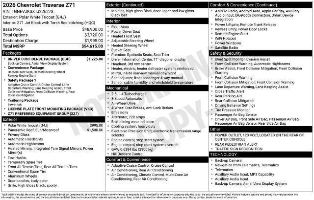 2026 Chevrolet Traverse Z71