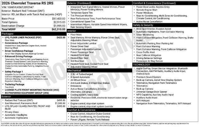 2026 Chevrolet Traverse RS