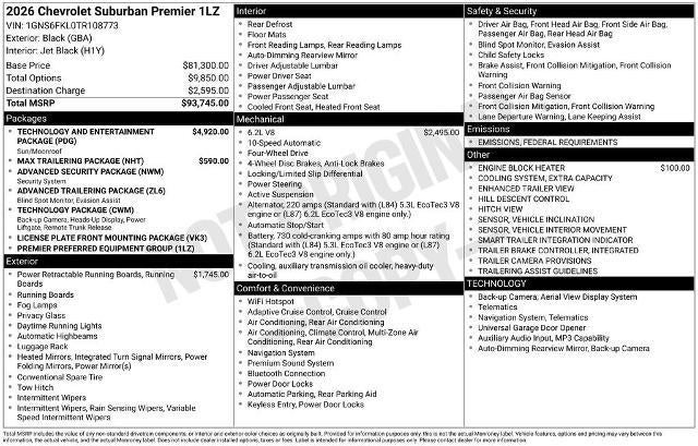 2026 Chevrolet Suburban Premier
