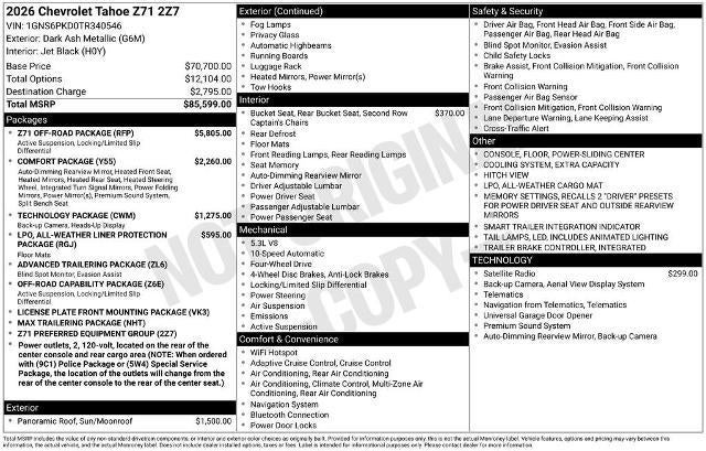2026 Chevrolet Tahoe Z71