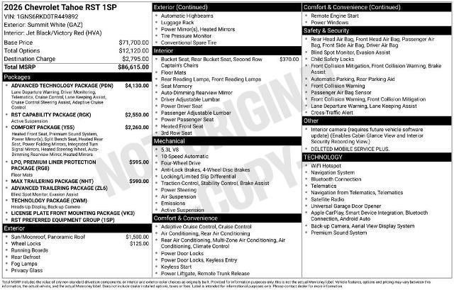 2026 Chevrolet Tahoe RST
