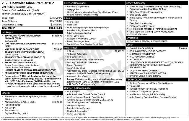 2026 Chevrolet Tahoe Premier