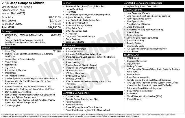 2026 Jeep Compass Latitude Altitude