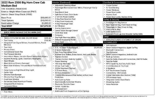 2022 RAM 2500 Big Horn Crew Cab 4x4 6'4" Box