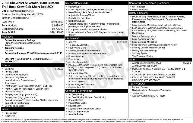 2026 Chevrolet Silverado 1500 Custom Trail Boss