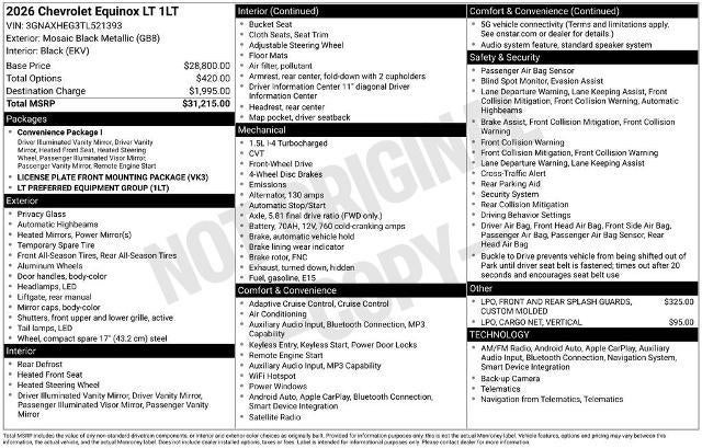 2026 Chevrolet Equinox LT