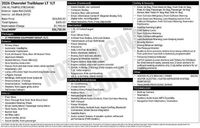 2026 Chevrolet Trailblazer LT