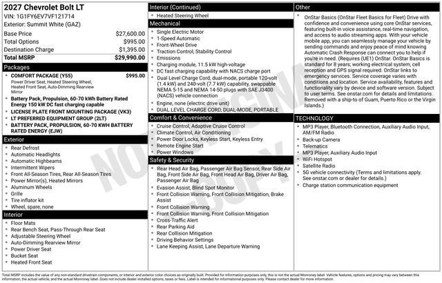 2027 Chevrolet Bolt LT