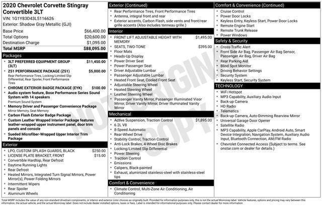 2020 Chevrolet Corvette Stingray 3LT
