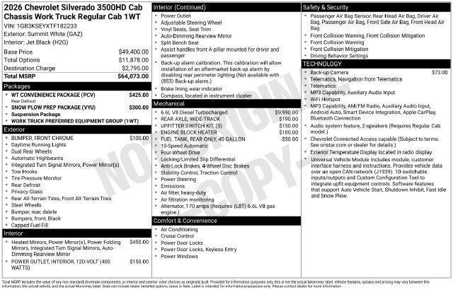 2026 Chevrolet Silverado 3500 HD Chassis Cab Work Truck