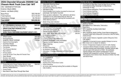 2026 Chevrolet Silverado 3500 HD Chassis Cab Work Truck