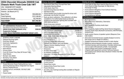 2026 Chevrolet Silverado 3500 HD Chassis Cab Work Truck