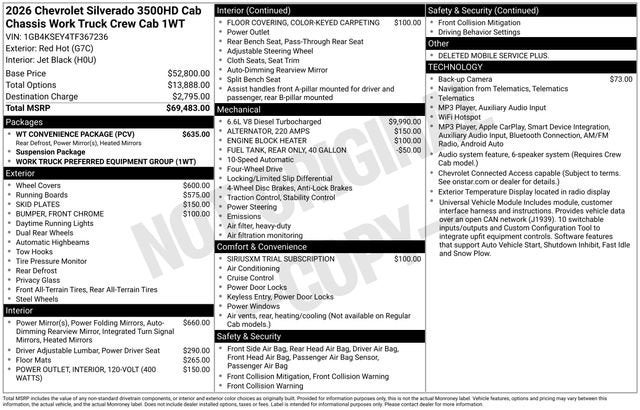 2026 Chevrolet Silverado 3500 HD Chassis Cab Work Truck