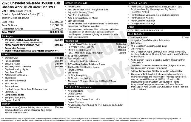 2026 Chevrolet Silverado 3500 HD Chassis Cab Work Truck