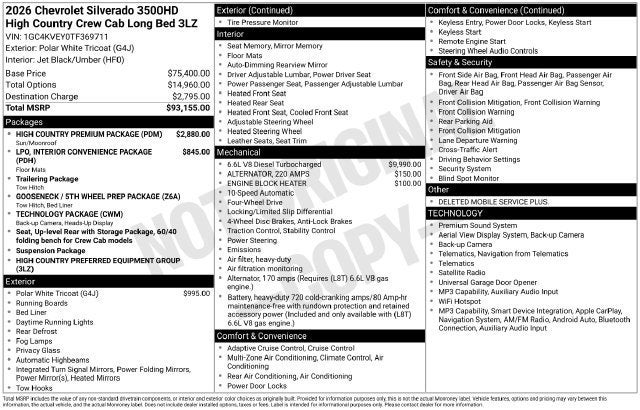 2026 Chevrolet Silverado 3500 HD High Country DRW