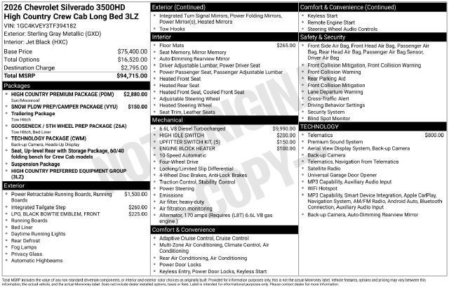 2026 Chevrolet Silverado 3500 HD High Country DRW