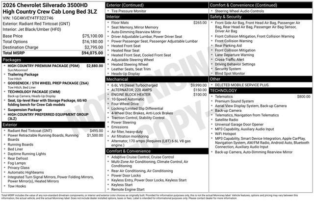2026 Chevrolet Silverado 3500 HD High Country DRW