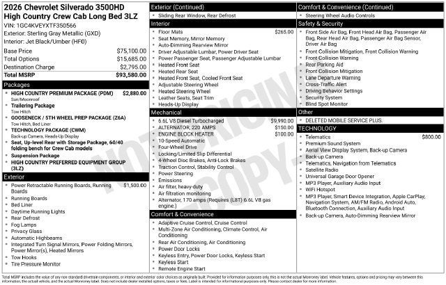 2026 Chevrolet Silverado 3500 HD High Country DRW