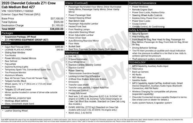 2020 Chevrolet Colorado 4WD Z71