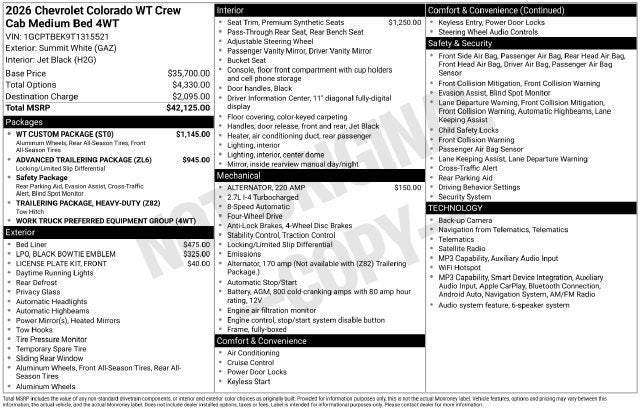 2026 Chevrolet Colorado WT