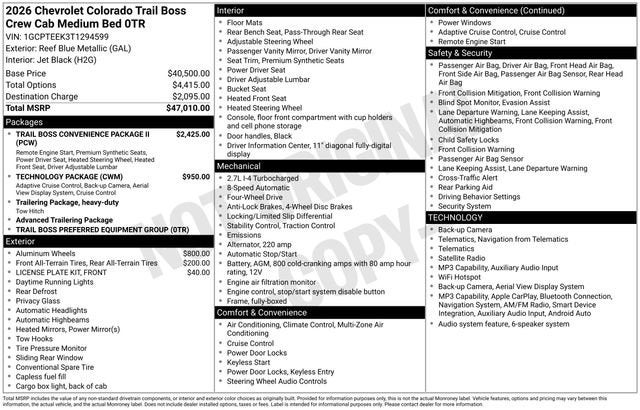 2026 Chevrolet Colorado Trail Boss