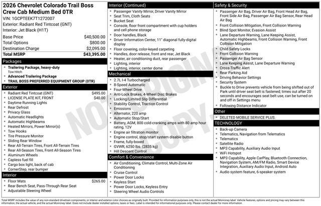 2026 Chevrolet Colorado Trail Boss