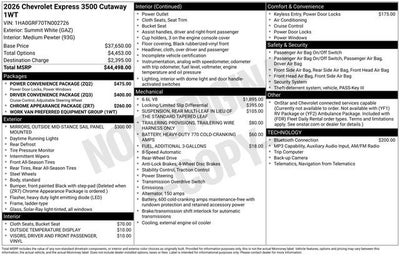 2026 Chevrolet Express Cutaway 3500 1WT