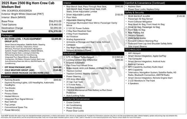 2025 RAM 2500 BIG HORN Base