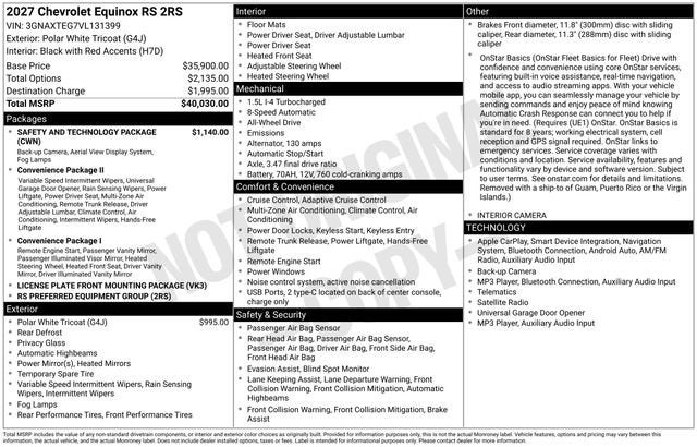 2027 Chevrolet Equinox RS