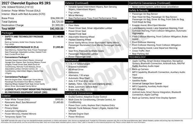 2027 Chevrolet Equinox RS