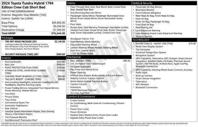 2024 Toyota Tundra 4WD 1794 Edition Hybrid