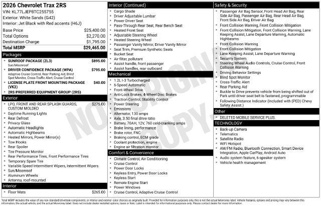 2026 Chevrolet Trax 2RS