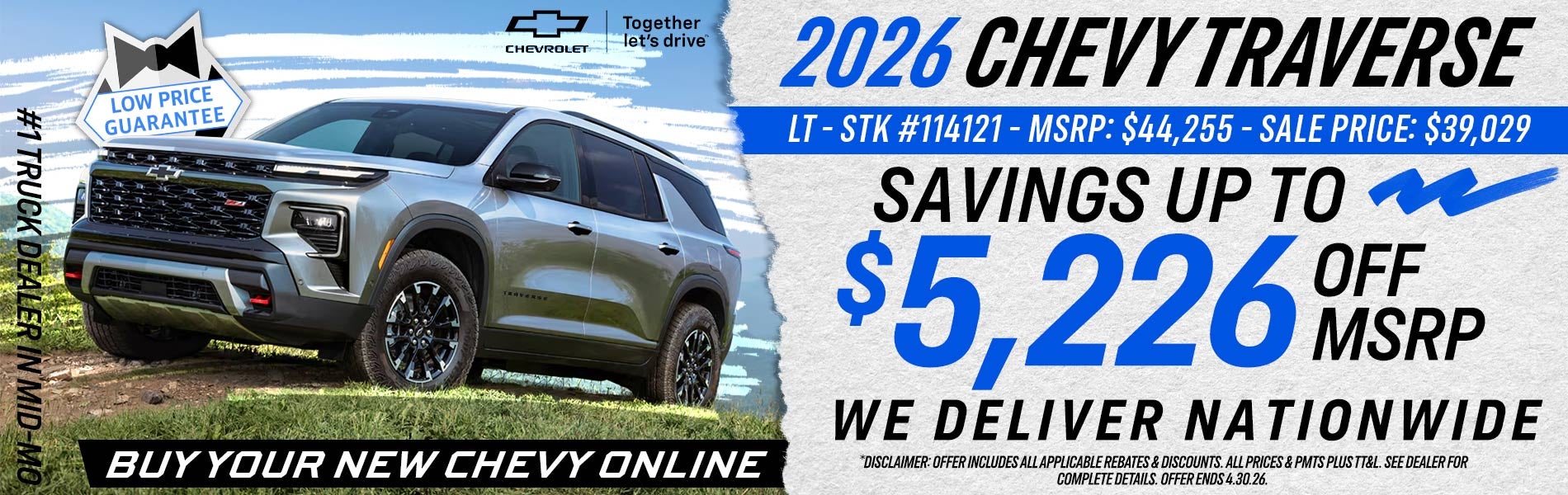 2026 Chevy Traverse - Savings Up To $5,226 Off MSRP