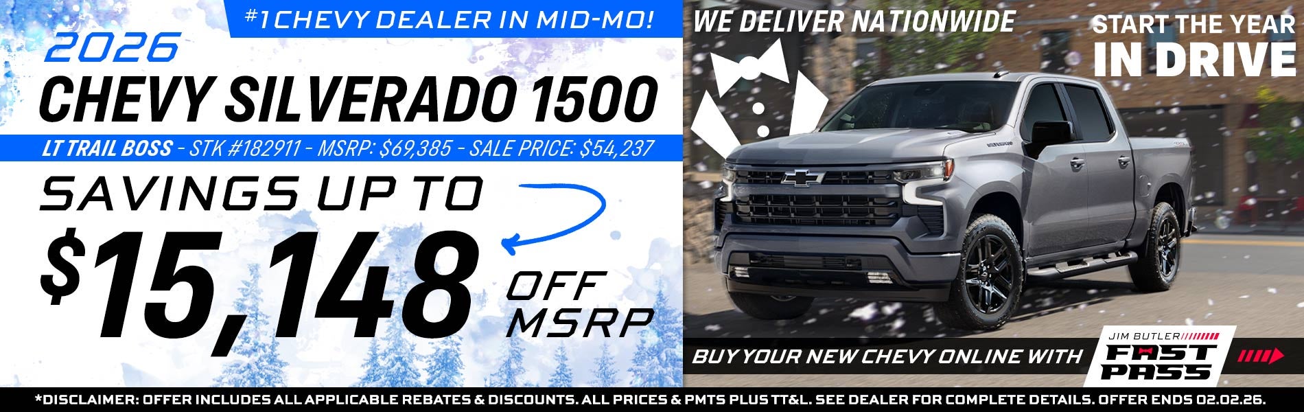 2026 Chevy Silverado 1500 - Savings Up To $15,148 Off MSRP