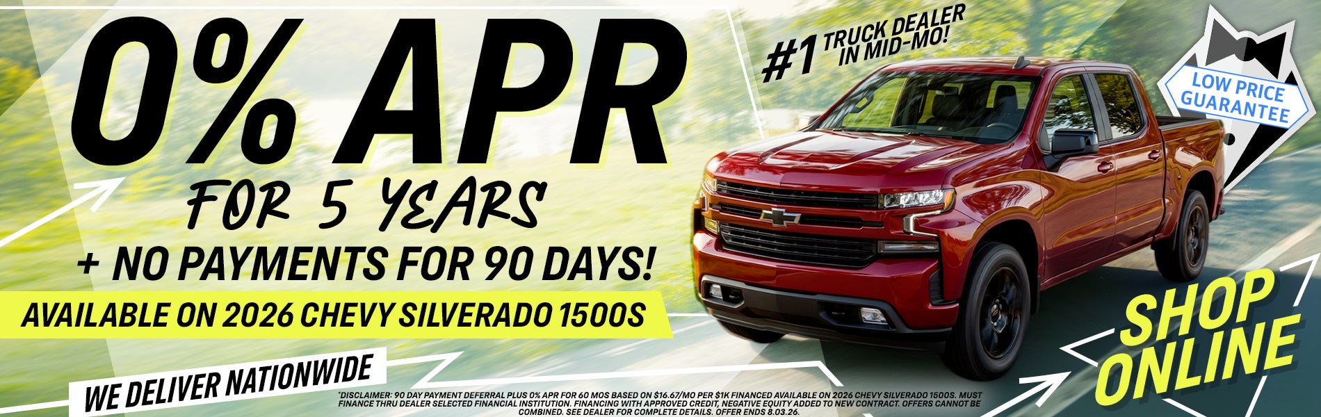Get 0% APR For Up To 5 Years On 2026 Chevy Silverado 1500s