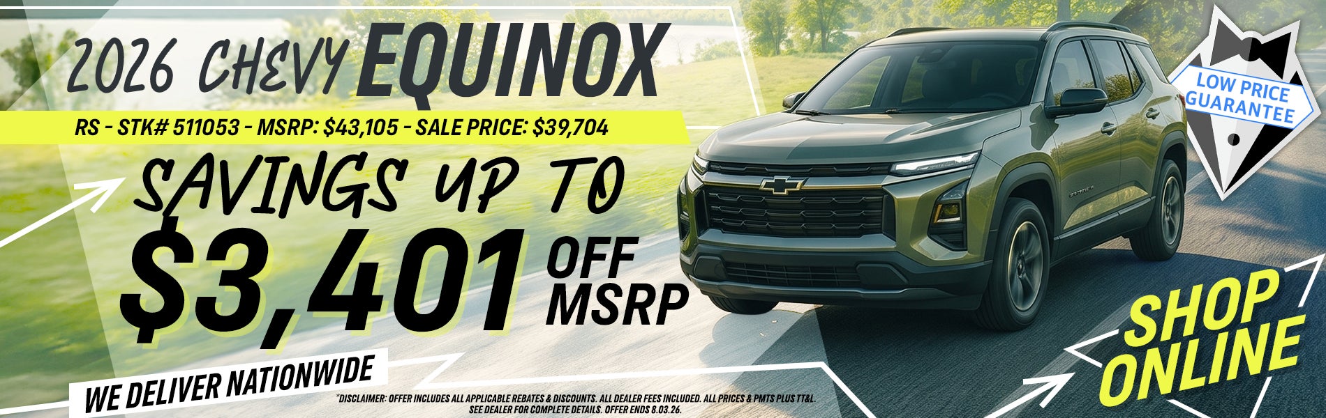 2026 Chevy Equinox - Savings Up To $3,401 Off MSRP OR 0% APR