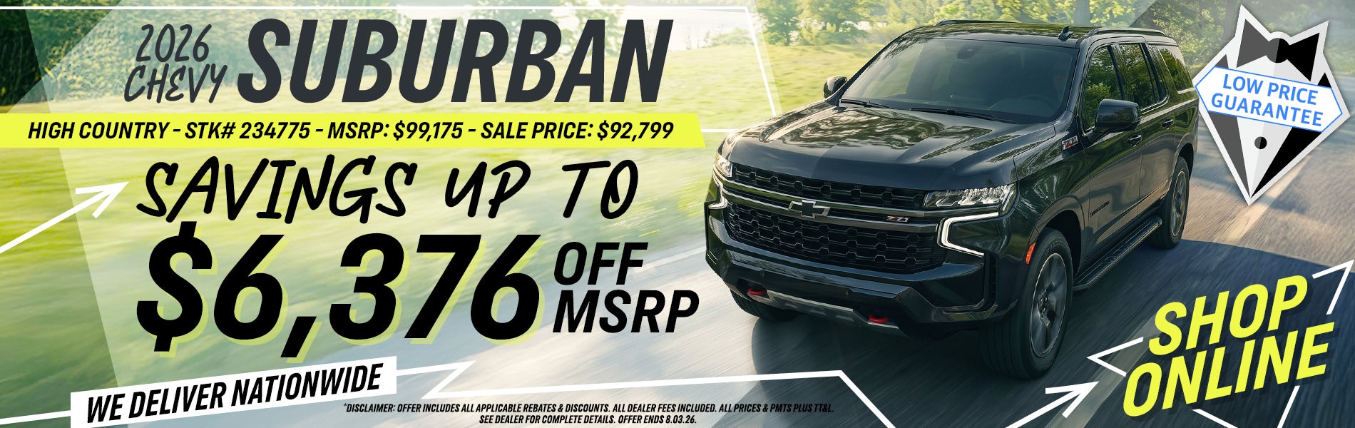 2026 Chevy Suburban - Savings Up To $6,376 Off MSRP