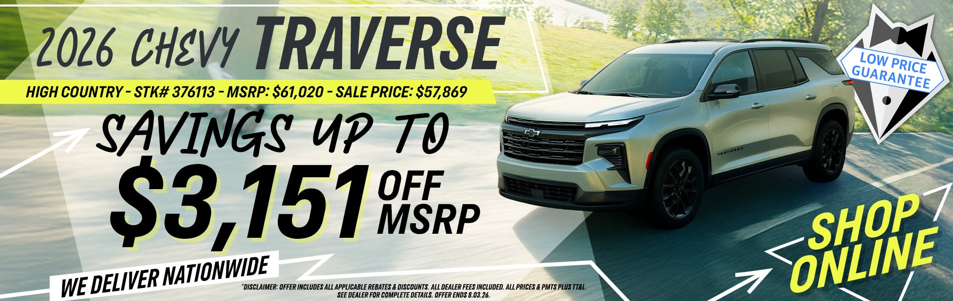 2026 Chevy Traverse - Savings Up To $3,151 Off MSRP