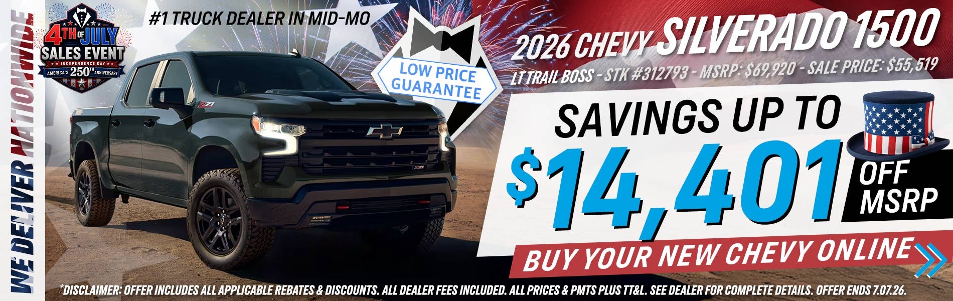2026 Chevy Silverado 1500 - Savings Up To $14,401 Off MSRP