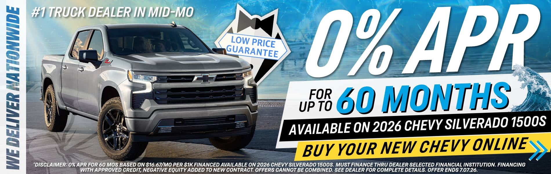 Get 0% APR For Up To 60 MOs On 2026 Chevy Silverado 1500s