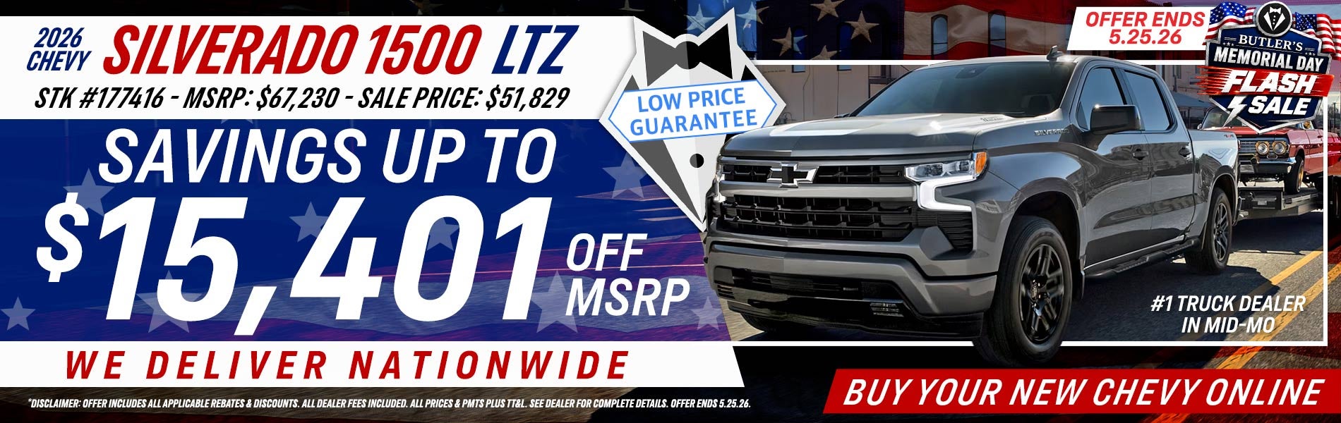 2026 Chevy Silverado 1500 - Savings Up To $15,401 Off MSRP